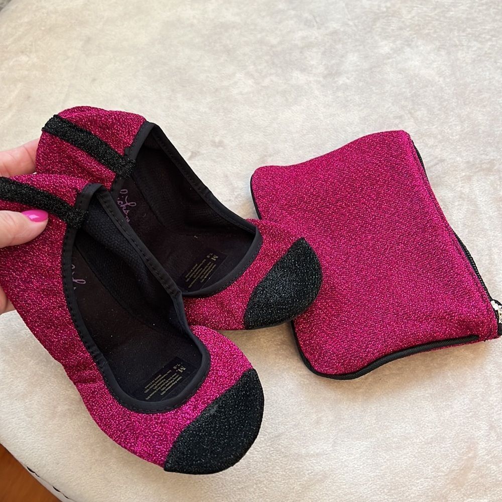 NWT SIDEKICKS Bendable Packable Sparkly Ballerina Flats Sz M 7/8 *TRAVEL*